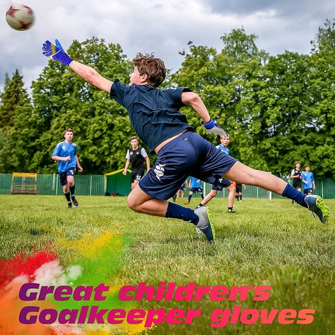 Sportout Kids Goalkeeper Gloves, Soccer Gloves with Double Wrist Protection and Non-Slip Wear
