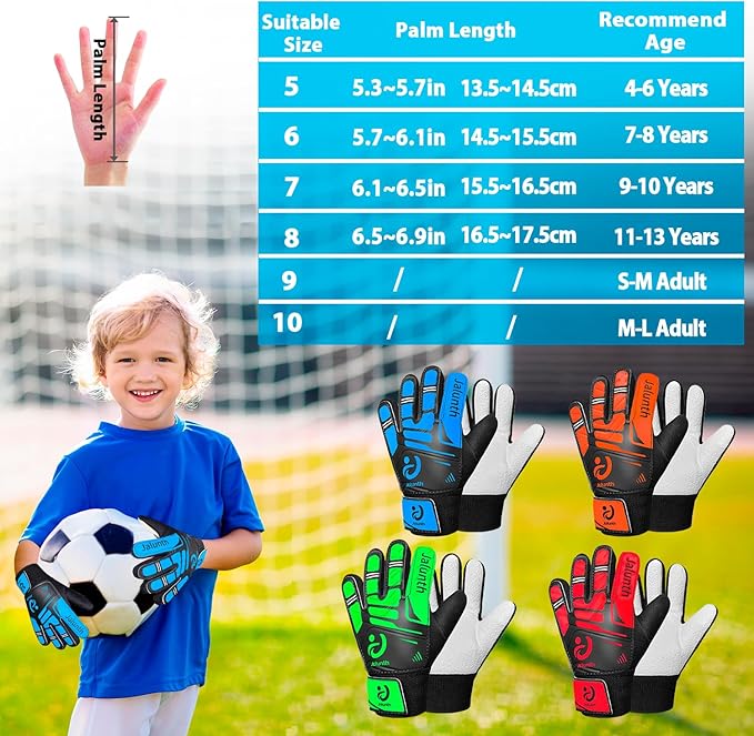 Jalunth Soccer Goalie Gloves Kids Youth Goalkeeper Field Player Gloves Boys Girls Training Grip