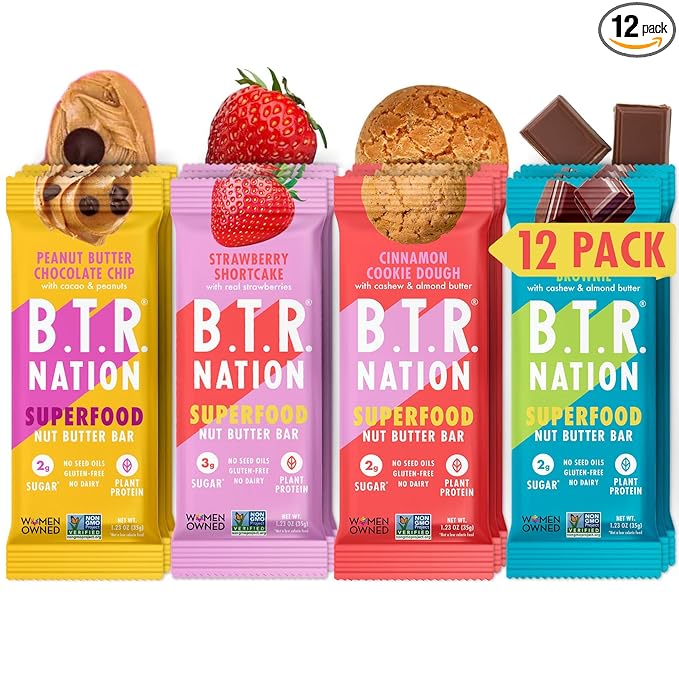 B.T.R. Nation Keto Superfood Protein Bars - Plant Based and Free of Sugar Alcohols | (12) Bar
