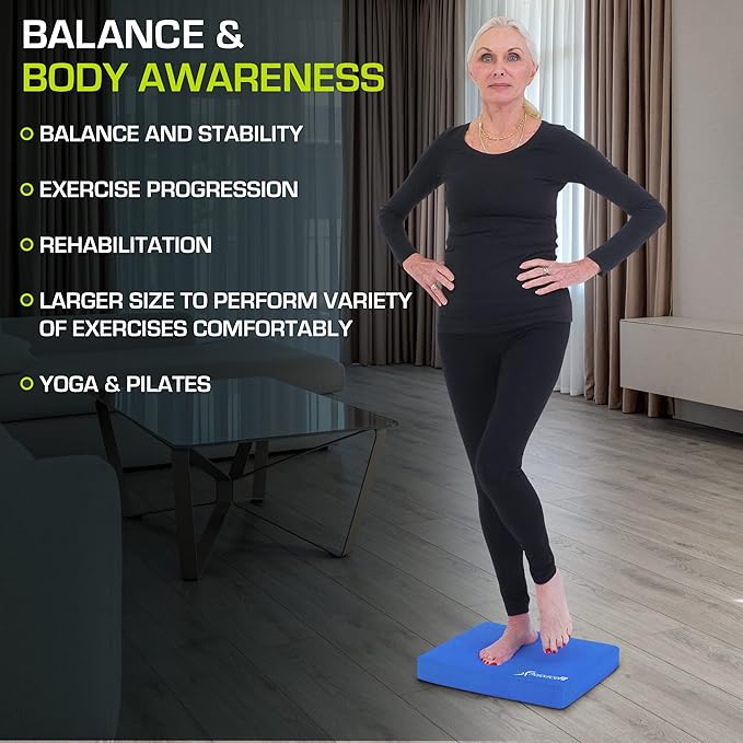 ProsourceFit Exercise Balance Pad ??Non-Slip Cushioned Foam Mat & Knee Pad for Fitness and