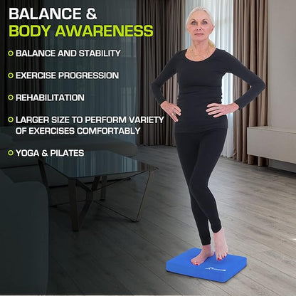 ProsourceFit Exercise Balance Pad ??Non-Slip Cushioned Foam Mat & Knee Pad for Fitness and