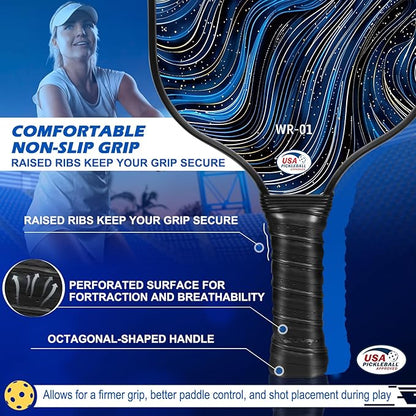 Carbon Fiber Pickleball Paddles Set of 4 or 2 Rackets,USAPA Approved Carbon Fiber Surface Pickle