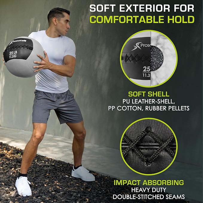 ProsourceFit Soft Medicine Balls, Wall Balls and Full Body Dynamic Exercises, Color-Coded Weights: