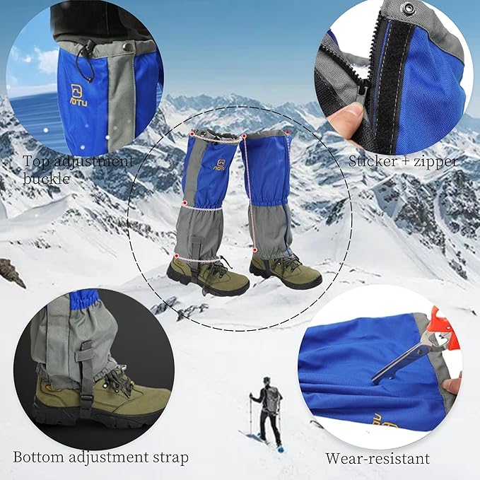 Adjustable Leg Gaiters,Snow Boot Guard Gators,Shoe Gaiters,Waterproof Hiking Gaiters for