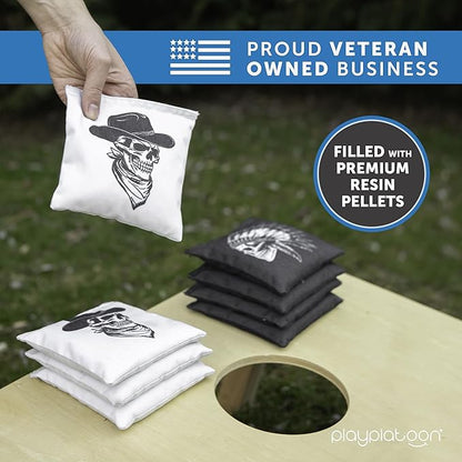 Professional Cornhole Bags - Set of 8 Regulation All Weather Double Sided - Sticky Side/Slick Side