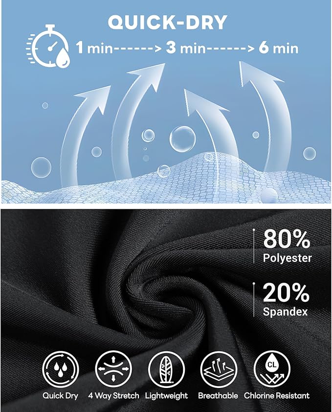 HUGE SPORTS Men's Rash Guard Swim Shorts Compression Swimming Jammer Cool Dry Active Swimsuit