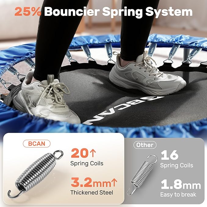 BCAN 40/48" Foldable Mini Trampoline Max Load 330lbs/440lbs, Fitness Rebounder with Adjustable Foam