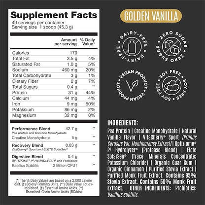Falcon Performance Vegan Protein Powder, 31g Protein, 5g Creatine, 5g BCAA, Probiotics
