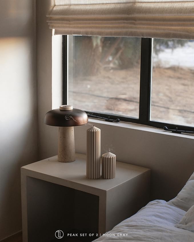 LAWA Ribbed Peak Pillar Candle - Large Beautiful Handmade Pillar Scented Soy Wax Candle Elegant