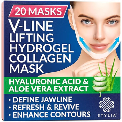 Stylia V Line Lifting Collagen Face Mask - Double Chin Strap for Women - Jawline Shaper Face Lift