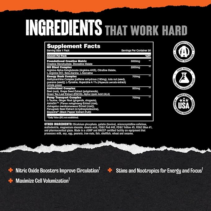 Animal Pump Pre-Workout Supplement ??for Energy, Focus and Muscle Volumizing, with Nitric Oxide