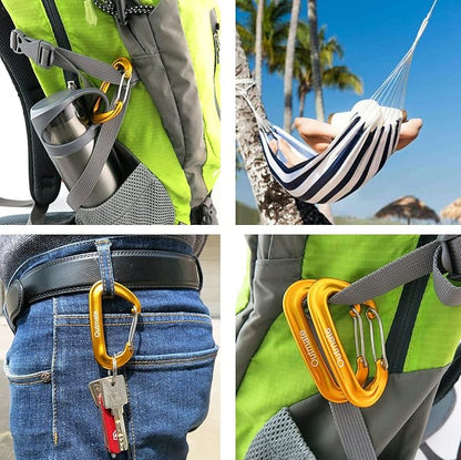 12kN 3.2"x2" Heavy-Duty Carabiner Clips - Durable, Lightweight Aluminum Alloy Carabiners for