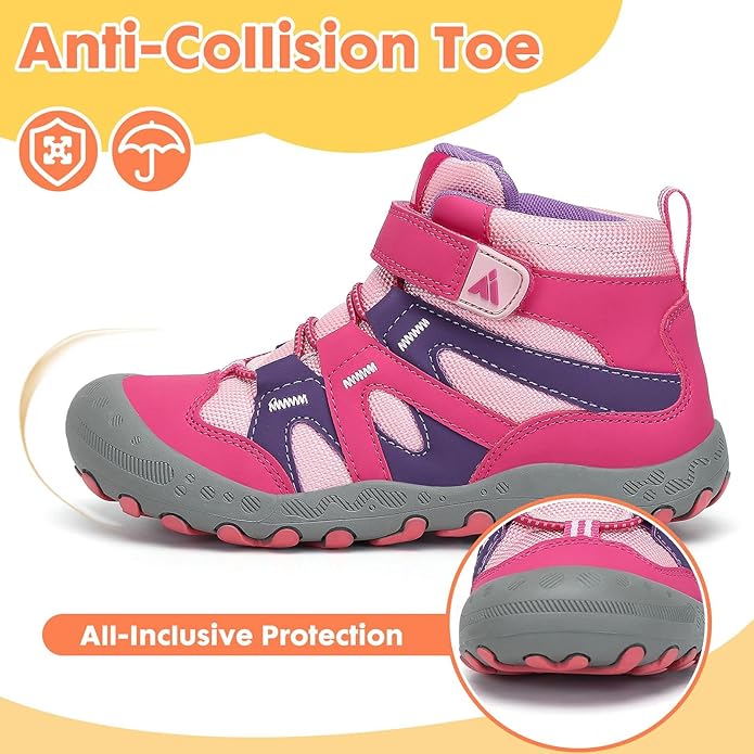 Mishansha Kids Hiking Boots Toddler Girls Boys Hiking Shoes Water-Resistant Anti-Collision Non-Slip
