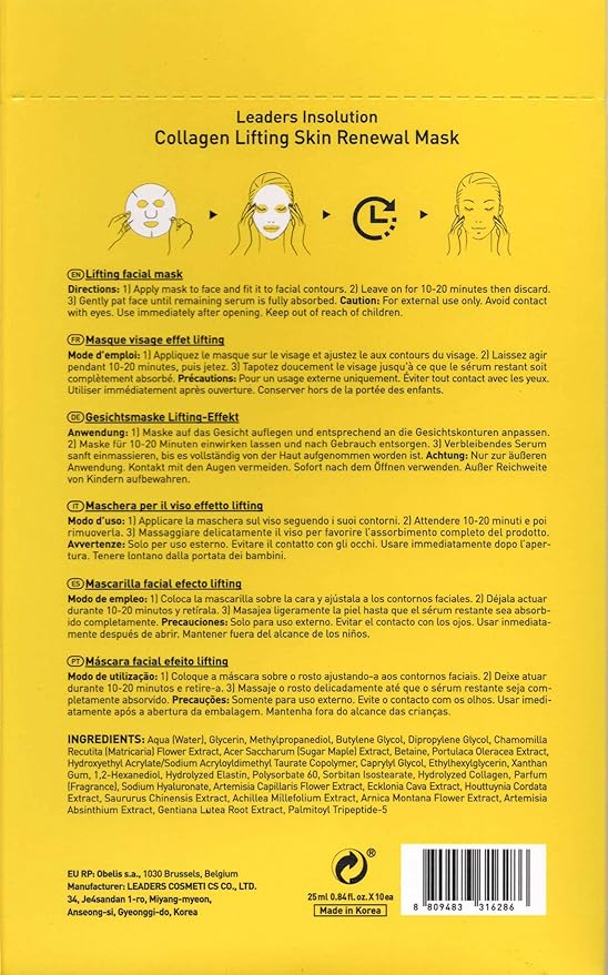 Leaders Insolution Collagen Lifting Skin Renewal Mask | Marine Collagen for Firmness and Elasticity