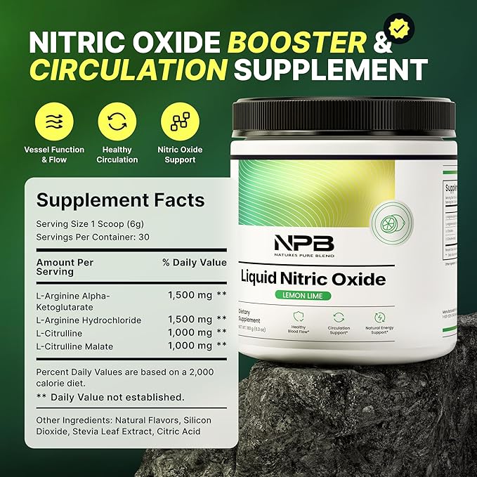 Nature's Pure Blend Liquid Nitric Oxide Supplements for Men ??L-Arginine Powder ??Nitric Oxide