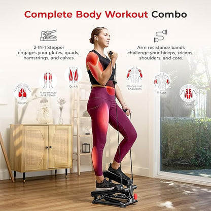 Sunny Health & Fitness Mini Steppers for Exercise at Home, Stair Step Workout Machine, Full Body