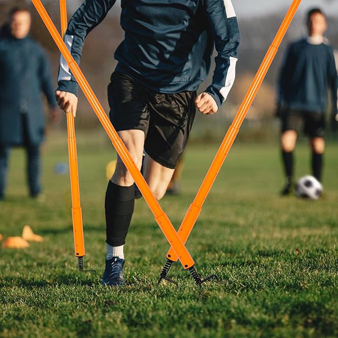 Hikeen Telescopic Length Soccer Poles Fixed & Collapsible Options Agility Training Hurdles and