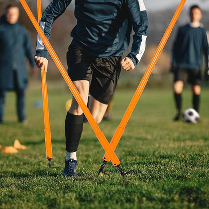 Hikeen Telescopic Length Soccer Poles Fixed & Collapsible Options Agility Training Hurdles and