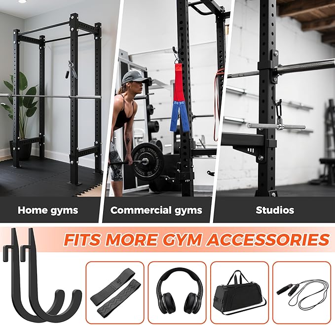 J Hooks for Squat Rack,Squat Rack Attachments for Home Gym Storage,Portale Power Rack Accessories