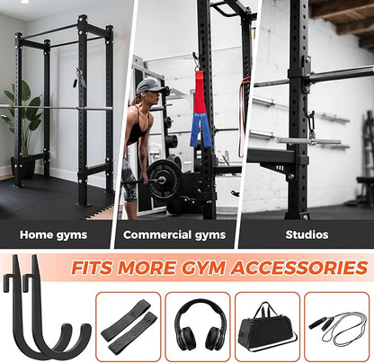 J Hooks for Squat Rack,Squat Rack Attachments for Home Gym Storage,Portale Power Rack Accessories