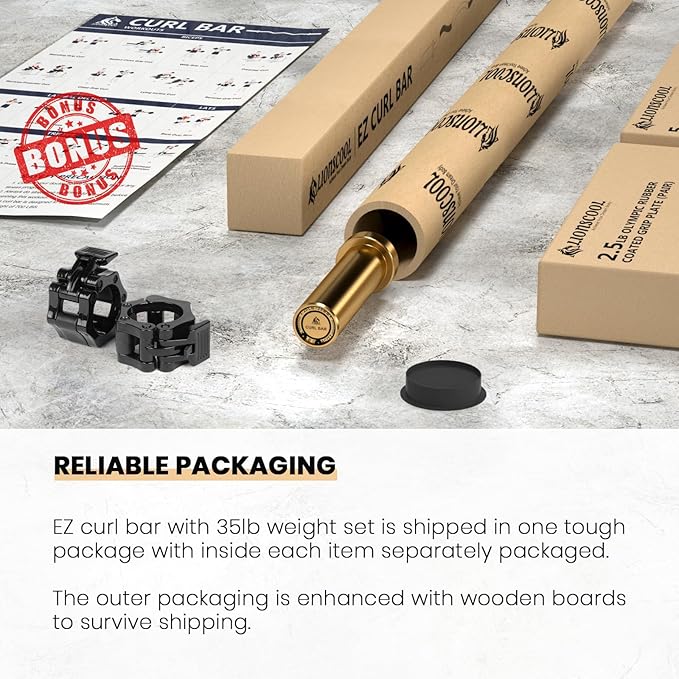 LIONSCOOL Premium 4ft/4.9ft/6ft Barbell for Strength Training and Olympic Weightlifting, 2 Inch Bar