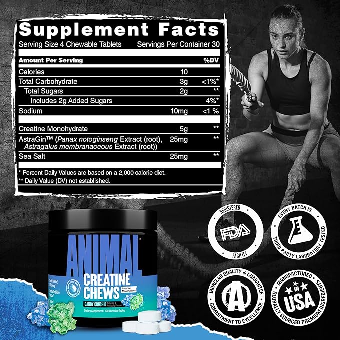 Animal Creatine Chews – Enhanced Creatine Monohydrate Chewable Tablets with AstraGin & Sea Salt