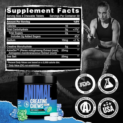 Animal Creatine Chews – Enhanced Creatine Monohydrate Chewable Tablets with AstraGin & Sea Salt