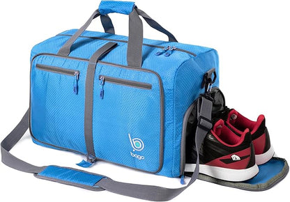 Bago Foldable Duffel Bags for Traveling Women & Men - 40L Sports Packable Duffle Bag for Travel