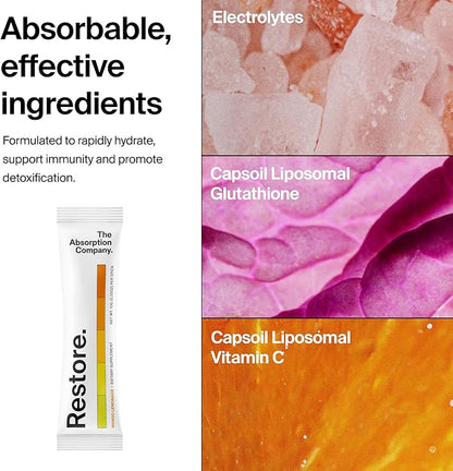 Electrolyte Powder Packets - Workout Recovery & Hydration Drink Mix with Liposomal Glutathione