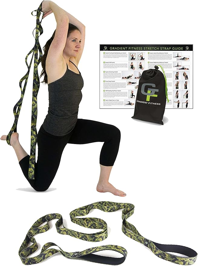 Gradient Fitness Stretching Strap for Physical Therapy, 12 Multi-Loop Stretch Strap 1.5" W x 8' L