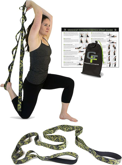 Gradient Fitness Stretching Strap for Physical Therapy, 12 Multi-Loop Stretch Strap 1.5" W x 8' L