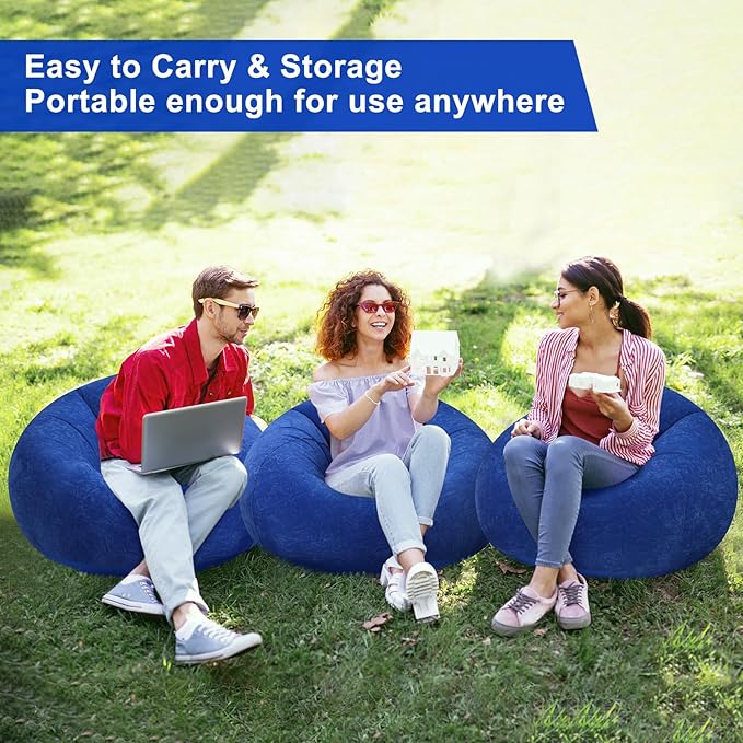 Realspring 6 Pcs Bean Bag Chairs for Adults Inflatable Chairs with Electric Air Pump,Blow up Couch