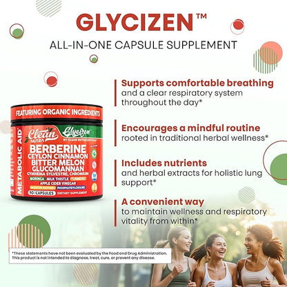 Clean Nutra Berberine and Ceylon Cinnamon Supplement Bitter Melon Glucomannan Gymnema Sylvestre