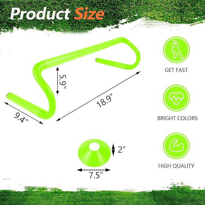 10 Pcs 6" Speed Agility Training Hurdles with 6 Marker Cone Durable Detachable Training Equipments