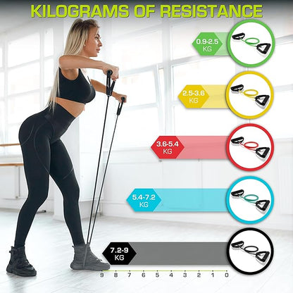 ProsourceFit Single Stackable Resistance Bands with Door Anchor and Exercise Guide, 5-8 LB, Heavy