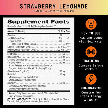 BEYOND RAW LIT V2 Clinical Strength Pre Workout Powder, Hits Harder, Bigger Pumps, Caffeine