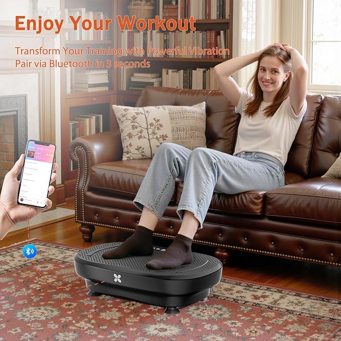 Vibration Plate Exercise Machine, Vibration Plate Platform with Bluetooth & Resistance Bands