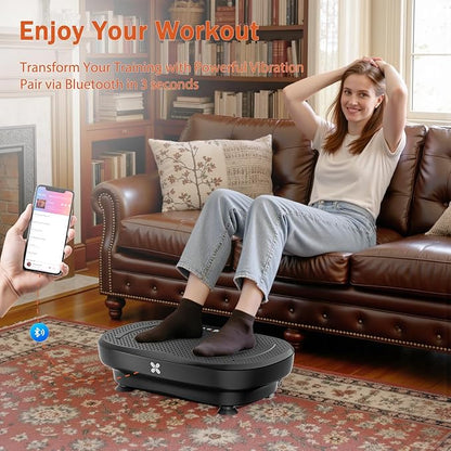 Vibration Plate Exercise Machine, Vibration Plate Platform with Bluetooth & Resistance Bands