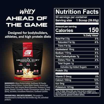 Granite Supplements The Meadows Whey Protein Isolate Protein Powder for Lean Muscle with 150