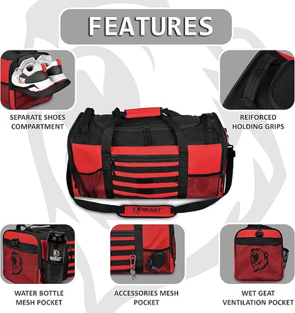 Duffle Gym Bag for Men & Women – Large Duffel Athletic Gym Boxing Bag with Shoes Compartment, Wet