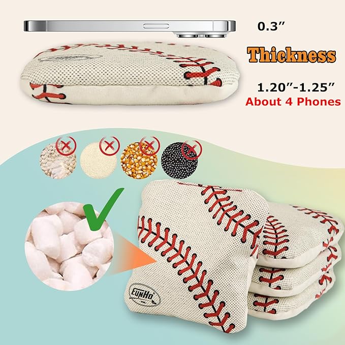 EunHo Dual Sided Cornhole Bags Regulation Set of 8 Professional Cornhole Bean Bags Slick and Stick