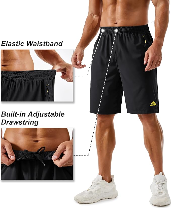 TACVASEN Men's Running Athletic Shorts 9" Quick Dry Workout Gym Shorts Lightweight Summer Shorts 3