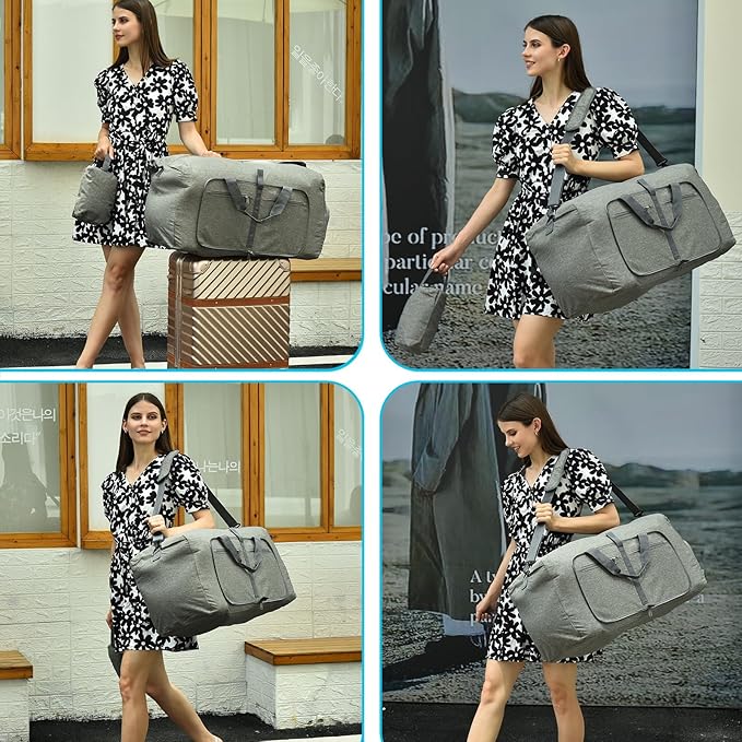 Felipe Varela Duffle Bag with Shoes Compartment and Adjustable Strap,Foldable Travel Duffel Bags