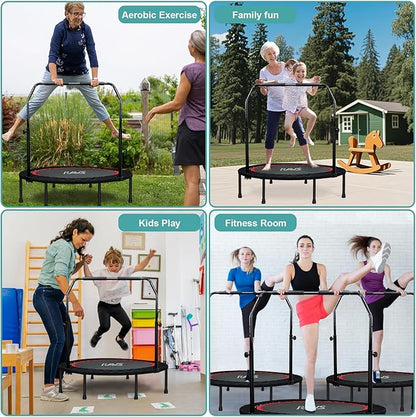 RAVS Mini Trampoline for Kids Adults 40"/48" Foldable Fitness Rebounder Kids Trampoline with 5