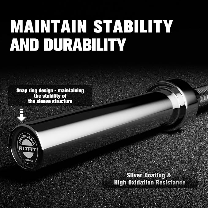 RITFIT Olympic Barbell 4ft/4.8ft/6ft - 2 Inch Weight Bar for Strength Training, Weightlifting