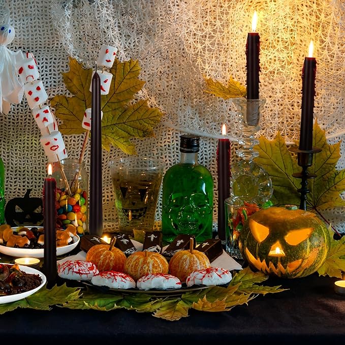 Set of 8 Halloween Bleeding Taper Candles 10 inch Black Taper Candles,Tears Taper Candle for Gothic
