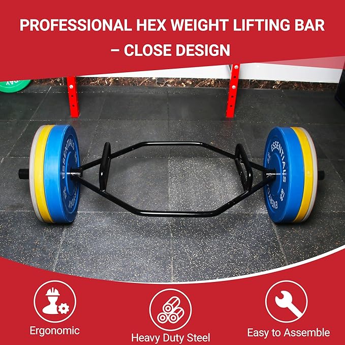 Olympic 2-Inch Hex Weight Lifting Trap Bar with Long and Rotating Sleeves, 500-Pound Capacity, Open