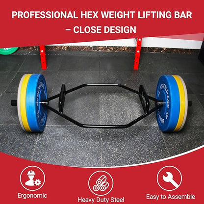 Olympic 2-Inch Hex Weight Lifting Trap Bar with Long and Rotating Sleeves, 500-Pound Capacity, Open