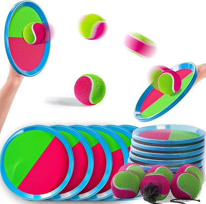 Toss and Catch Ball Game Set, Beach Outdoor Toys for Kids Boys with Paddle, Balls and Storage Bag