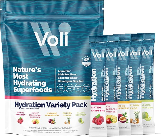 Voli Electrolytes Powder Packets | No Added Sugar Electrolyte Drink Mix for Hydration | Keto &